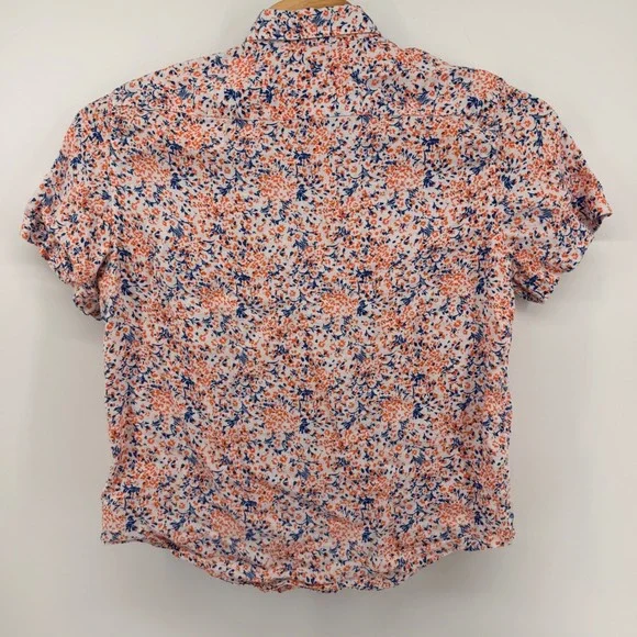 UNTUCKit Button Down Mens Large White Orange Blue Floral Linen Ellsworth Shirt - Picture 3 of 8